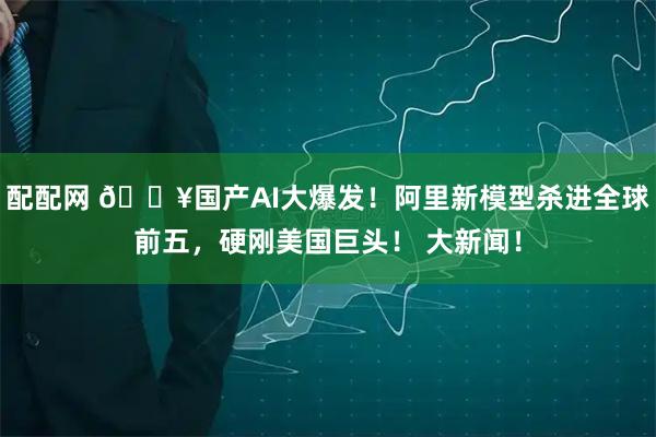 配配网 🔥国产AI大爆发！阿里新模型杀进全球前五，硬刚美国巨头！ 大新闻！